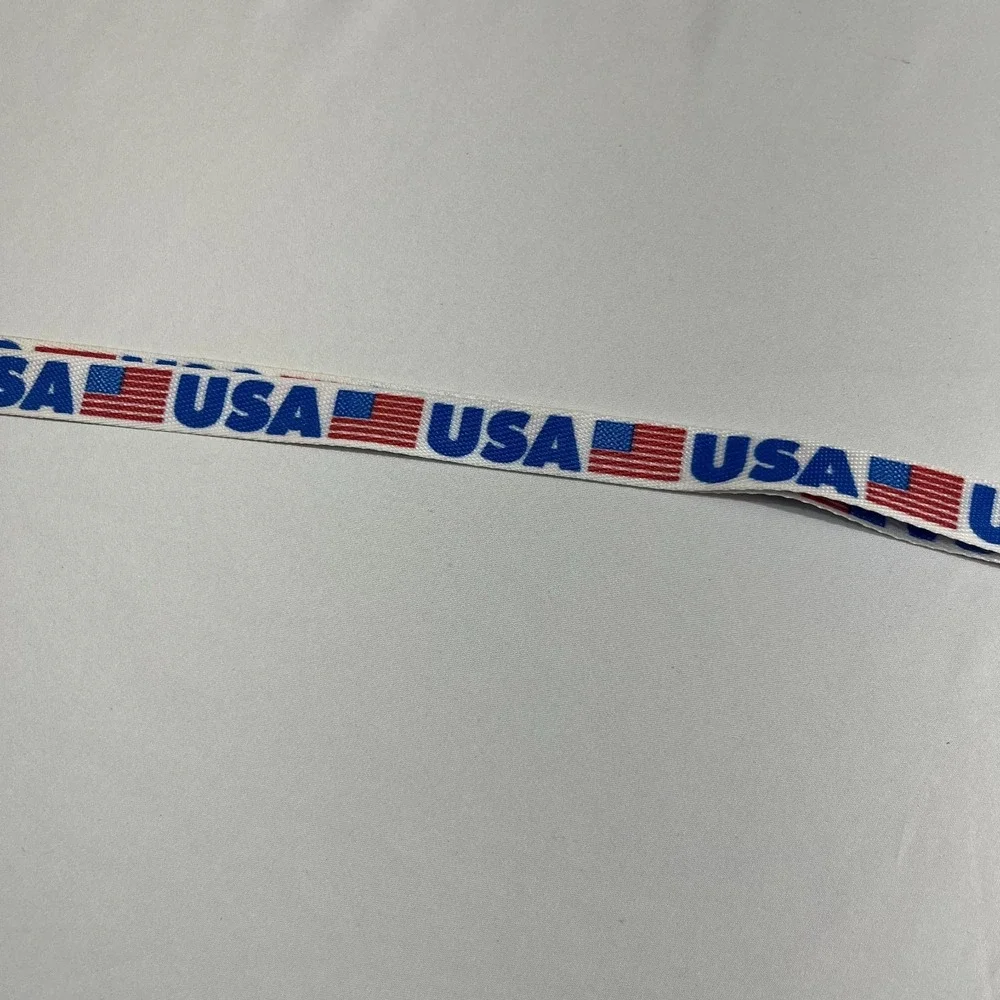 USA Flag Lanyard Keychain ID Badge Holder Patriotic Red White Blue 19 Inch